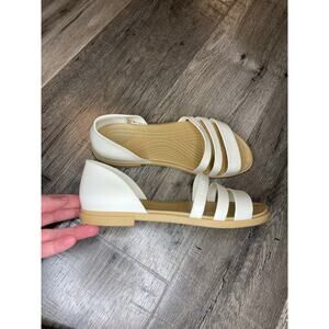 CROCS White and Tan Flats